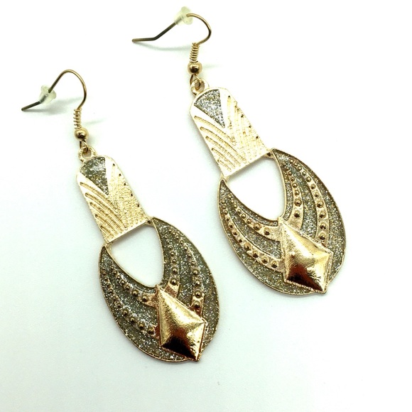 Goddess Gold Hanging Earrings w/ Accents - Picture 4 of 5